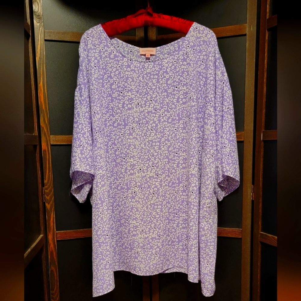 Molly Isadora Floral Purple Women's Top, Polyester, 4x